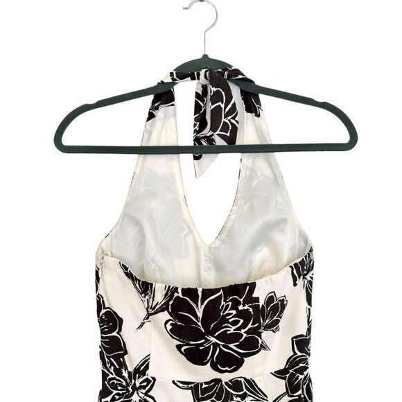 Ann Taylor Silk Halter Dress in Black Floral Size 0P - Picture 4 of 6